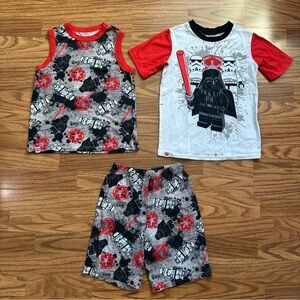 3pc Star Wars Darth Vader Size 8 Short Sleeve Tank Shorts Summer Pajamas GUC!